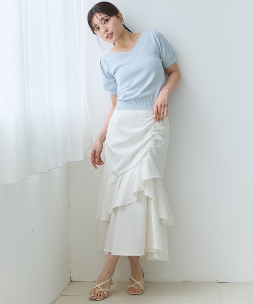 AND COUTURE(アンドクチュール)の「ベーシックVネックプルオーバー(ニット/セーター・レディース・オフホワイト/ピンク/ブラック/ライトグレー/ネイビー・FREE)」の13枚目の写真