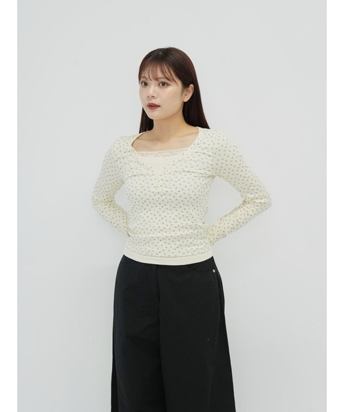 Enewd nina（エニュードニーナ）の「【zozo限定】フラワー レース レイヤード ロング トップス（Tシャツ/カットソー・レディース・アイボリー/ネイビー/グレー・FREE）」の17枚目の写真