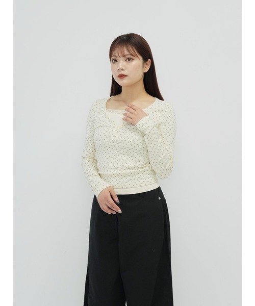 Enewd nina（エニュードニーナ）の「【zozo限定】フラワー レース レイヤード ロング トップス（Tシャツ/カットソー・レディース・アイボリー/ネイビー/グレー・FREE）」の18枚目の写真