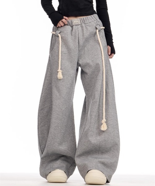 セール】ワイドレッグスウェットパンツ / ロープコード付き セール】ワイドレッグスウェットパンツ / ロープコード付き