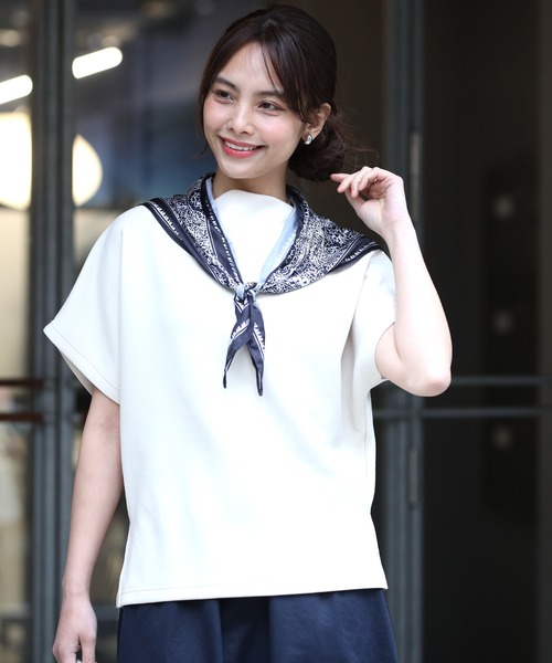 Ehre style(エーレスタイル)の「スカーフ付き着こなし3通り♪総ゴムスカート(スカート・レディース・アイボリー/ブラック/ネイビー・FREE)」の17枚目の写真