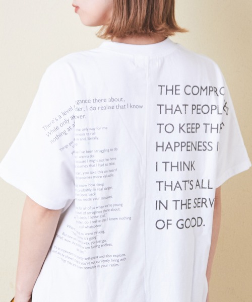 CUBE SUGAR（キューブシュガー）の「32s天竺バックロゴドルマンTシャツ（Tシャツ/カットソー・レディース・マルチ/ホワイト/グリーン/スミクロ/イエロー/ベージュ・M）」の2枚目の写真