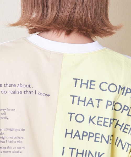 CUBE SUGAR（キューブシュガー）の「32s天竺バックロゴドルマンTシャツ（Tシャツ/カットソー・レディース・マルチ/ホワイト/グリーン/スミクロ/イエロー/ベージュ・M）」の19枚目の写真