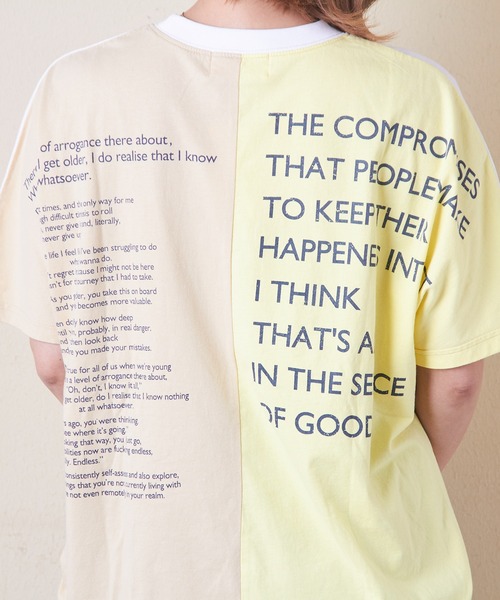 CUBE SUGAR（キューブシュガー）の「32s天竺バックロゴドルマンTシャツ（Tシャツ/カットソー・レディース・マルチ/ホワイト/グリーン/スミクロ/イエロー/ベージュ・M）」の20枚目の写真