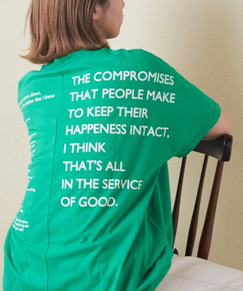 CUBE SUGAR（キューブシュガー）の「32s天竺バックロゴドルマンTシャツ（Tシャツ/カットソー・レディース・マルチ/ホワイト/グリーン/スミクロ/イエロー/ベージュ・M）」の7枚目の写真