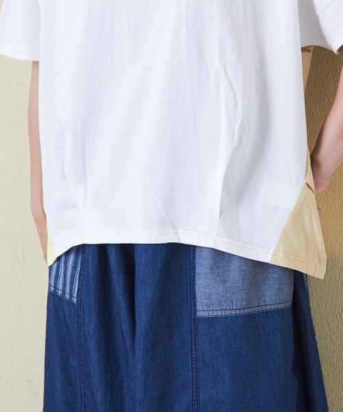 CUBE SUGAR（キューブシュガー）の「32s天竺バックロゴドルマンTシャツ（Tシャツ/カットソー・レディース・マルチ/ホワイト/グリーン/スミクロ/イエロー/ベージュ・M）」の17枚目の写真