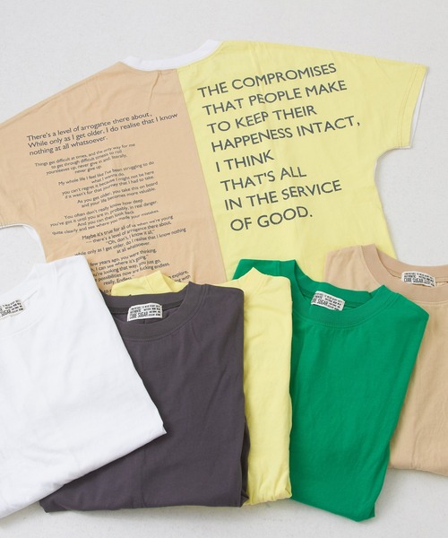 CUBE SUGAR（キューブシュガー）の「32s天竺バックロゴドルマンTシャツ（Tシャツ/カットソー・レディース・マルチ/ホワイト/グリーン/スミクロ/イエロー/ベージュ・M）」の21枚目の写真