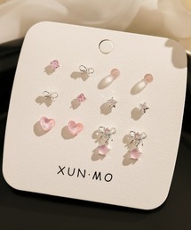 ARCHIVER（アーカイバ）の「【Bz】マルチモチーフピアス 12点セット ビーチ＆リボンモチーフ（MA/EK358)（ピアス（両耳用））」