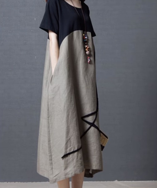 SallyLunn（サリーラン）の「切り替え半袖ワンピース（ワンピース・レディース・グレー/レッド・LARGE/MEDIUM）」の7枚目の写真