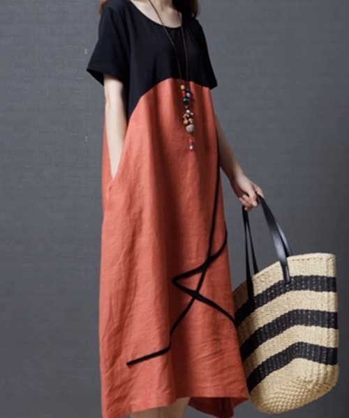 SallyLunn（サリーラン）の「切り替え半袖ワンピース（ワンピース・レディース・グレー/レッド・LARGE/MEDIUM）」の8枚目の写真