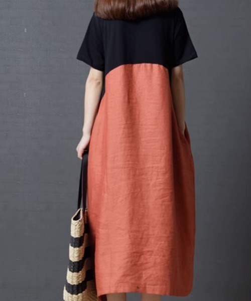 SallyLunn（サリーラン）の「切り替え半袖ワンピース（ワンピース・レディース・グレー/レッド・LARGE/MEDIUM）」の9枚目の写真