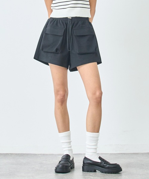 ANAP(アナップ)の「スウェット ショート カーゴ パンツ(カーゴパンツ・レディース・ブラック/グレー・FREE)」の2枚目の写真