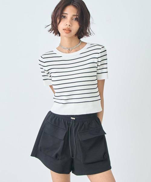 ANAP(アナップ)の「スウェット ショート カーゴ パンツ(カーゴパンツ・レディース・ブラック/グレー・FREE)」の5枚目の写真