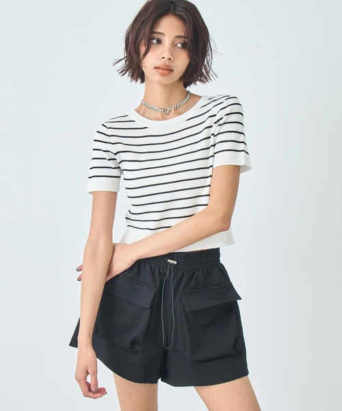 ANAP(アナップ)の「スウェット ショート カーゴ パンツ(カーゴパンツ・レディース・ブラック/グレー・FREE)」の6枚目の写真