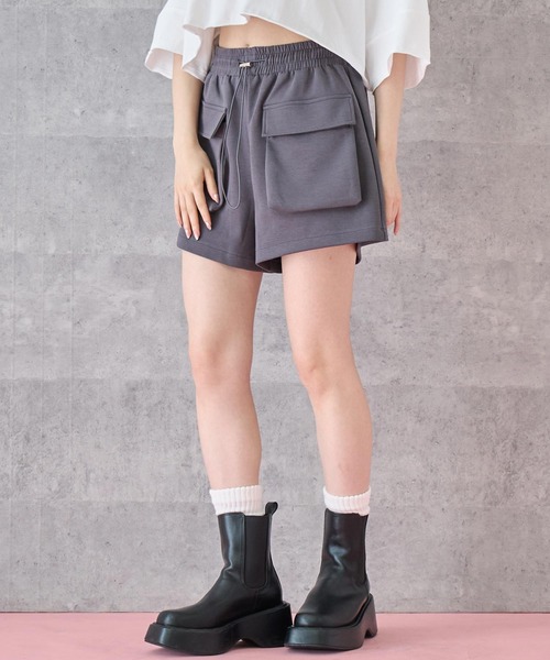 ANAP(アナップ)の「スウェット ショート カーゴ パンツ(カーゴパンツ・レディース・ブラック/グレー・FREE)」の9枚目の写真