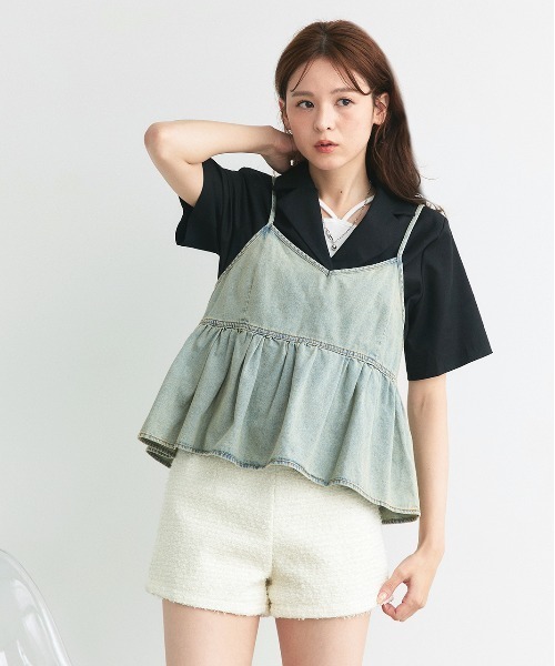 ad thie（アドティエ）の「リネンライク ポケット付き ハーフスリーブジャケット（テーラードジャケット・レディース・ライトベージュ/ブラック/ナチュラル/ライトブラウン・FREE）」の13枚目の写真
