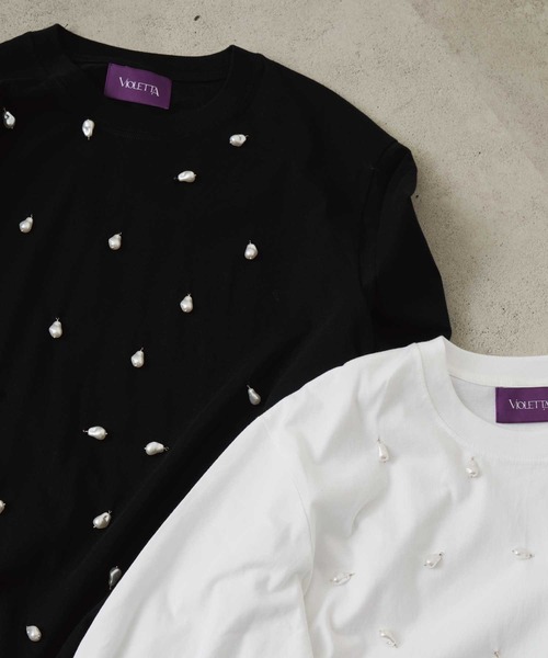 VIOLETTA(ヴィオレッタ)の「バロックパールロングTシャツ(Tシャツ/カットソー・レディース・ブラック/ホワイト・FREE)」の19枚目の写真