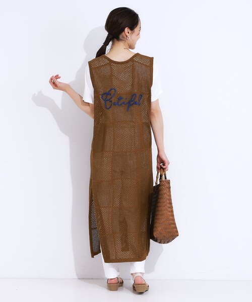Cutie Blonde(キューティーブロンド)の「【前後2WAY】リネンライクブークレ パッチワーク風ニットワンピース(ワンピース・レディース・ブラック/ダークブラウン・03/02/01/04)」の12枚目の写真