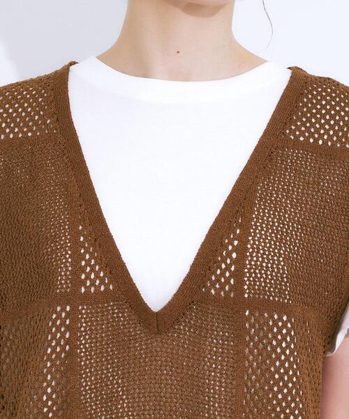 Cutie Blonde(キューティーブロンド)の「【前後2WAY】リネンライクブークレ パッチワーク風ニットワンピース(ワンピース・レディース・ブラック/ダークブラウン・03/02/01/04)」の20枚目の写真