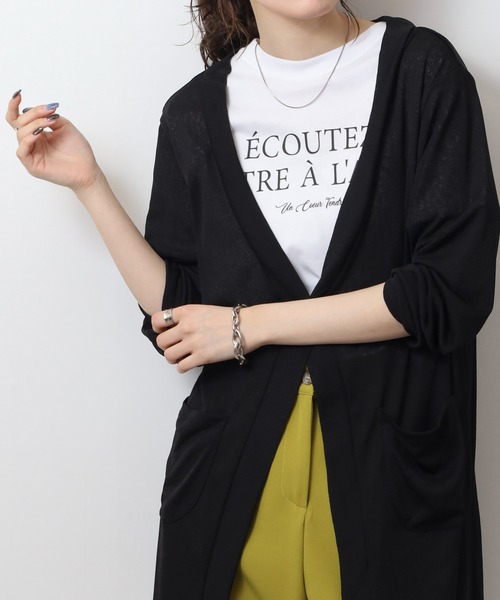 atONE(アットワン)の「シアースラブロングカーディガン(カーディガン/ボレロ・レディース・ブラック/ネイビー/モカ/杢グレー・L/LL/3L/M)」の2枚目の写真