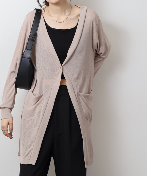 atONE(アットワン)の「シアースラブロングカーディガン(カーディガン/ボレロ・レディース・ブラック/ネイビー/モカ/杢グレー・L/LL/3L/M)」の14枚目の写真