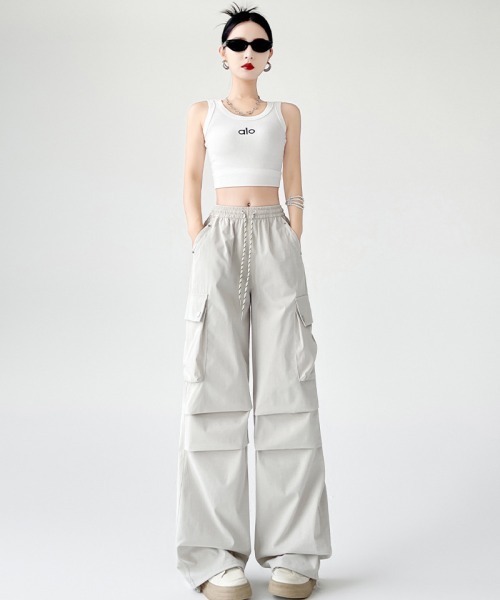 mushwear（マッシュウェア）の「パラシュートワイドカーゴパンツ（カーゴパンツ・メンズ・ネイビー/ホワイト/ピンク/グレー/ブラック・SMALL/MEDIUM/LARGE/X-LARGE）」の12枚目の写真