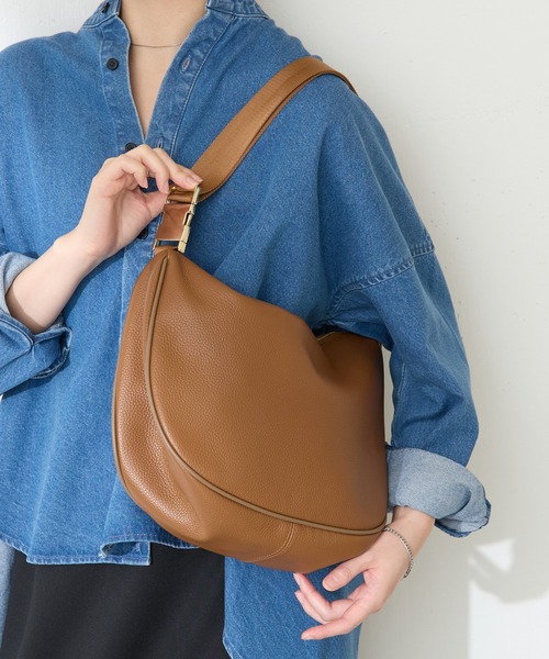 コラージュ ガリャルダガランテ × パピヨネ 本革ハンドバッグ　黒 レザーテープショルダー（ショルダーバッグ）｜PAPILLONNER