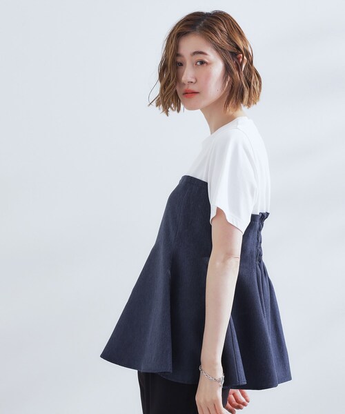 grove(グローブ)の「贅沢フレアーが高見え ドッキングビスチェT(Tシャツ/カットソー・レディース・ブルー系7/ネイビー/ブラック・01/02/03/04/05)」の3枚目の写真