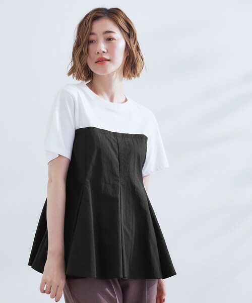 grove(グローブ)の「贅沢フレアーが高見え ドッキングビスチェT(Tシャツ/カットソー・レディース・ブルー系7/ネイビー/ブラック・01/02/03/04/05)」の2枚目の写真