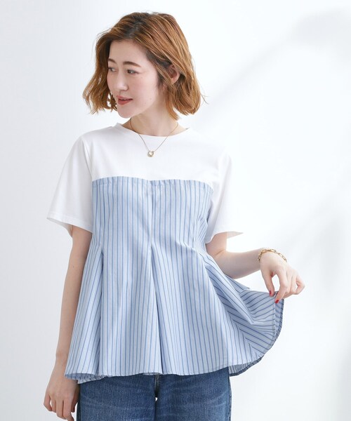 grove(グローブ)の「贅沢フレアーが高見え ドッキングビスチェT(Tシャツ/カットソー・レディース・ブルー系7/ネイビー/ブラック・01/02/03/04/05)」の4枚目の写真