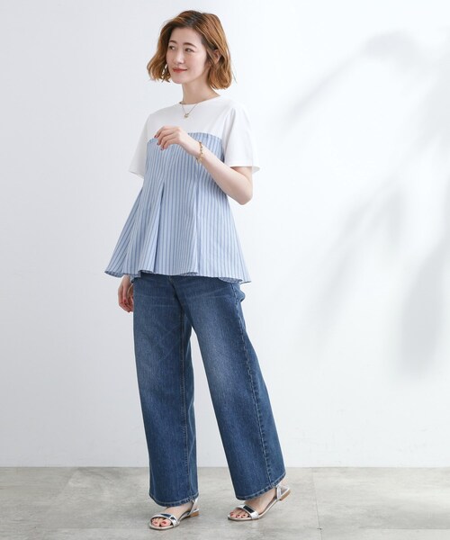 grove(グローブ)の「贅沢フレアーが高見え ドッキングビスチェT(Tシャツ/カットソー・レディース・ブルー系7/ネイビー/ブラック・01/02/03/04/05)」の6枚目の写真