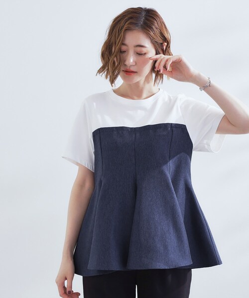 grove(グローブ)の「贅沢フレアーが高見え ドッキングビスチェT(Tシャツ/カットソー・レディース・ブルー系7/ネイビー/ブラック・01/02/03/04/05)」の12枚目の写真