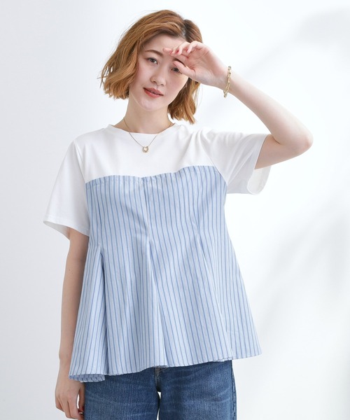 grove(グローブ)の「贅沢フレアーが高見え ドッキングビスチェT(Tシャツ/カットソー・レディース・ブルー系7/ネイビー/ブラック・01/02/03/04/05)」の1枚目の写真