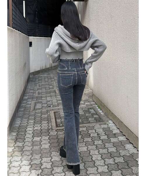 EMODA（エモダ）の「フードペアニット（ニット/セーター・レディース・グレー/カーキ/ブラック/アイボリー・FREE）」の10枚目の写真