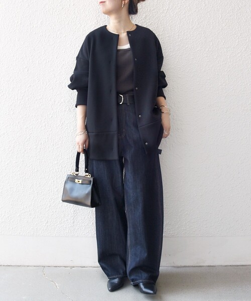 新品⭐ノーカラーコート⭐36(S)黒 セール】【WEB限定】SHIPS any:〈洗濯機可能〉ダンボール コクーン