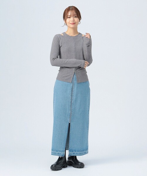 BEAMS HEART（ビームスハート）の「フロントジップ デニム スカート（スカート・レディース・インディゴブルー/ブルー・MEDIUM/SMALL）」の3枚目の写真