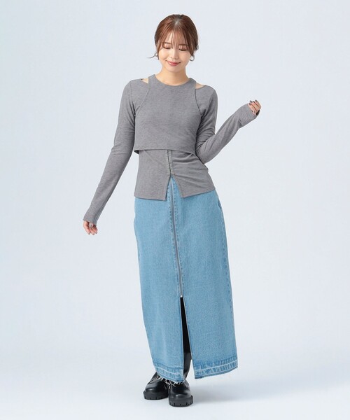 BEAMS HEART（ビームスハート）の「フロントジップ デニム スカート（スカート・レディース・インディゴブルー/ブルー・MEDIUM/SMALL）」の4枚目の写真