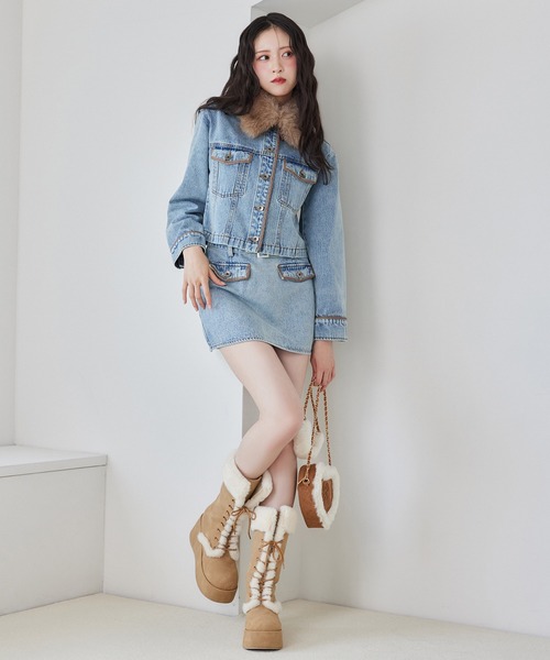 one after another NICE CLAUP（ワンアフターアナザーナイスクラップ）の「ハートスウェードショルダーバッグ（ショルダーバッグ・レディース・サックスブルー/ブラウン/ベージュ・FREE）」の16枚目の写真