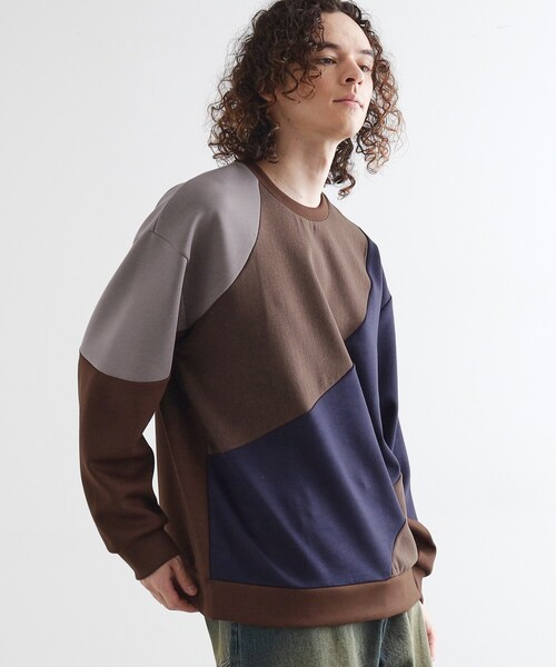 tk.TAKEO KIKUCHI（ティーケータケオキクチ）の「ヘリンボーンカーブスイッチカットソー（スウェット・メンズ・ホワイト/ブラック/ブラウン系その他・02/03）」の3枚目の写真