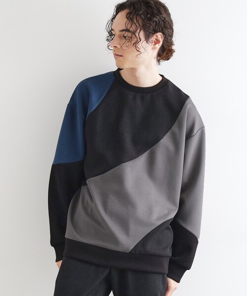 tk.TAKEO KIKUCHI（ティーケータケオキクチ）の「ヘリンボーンカーブスイッチカットソー（スウェット・メンズ・ホワイト/ブラック/ブラウン系その他・02/03）」の2枚目の写真