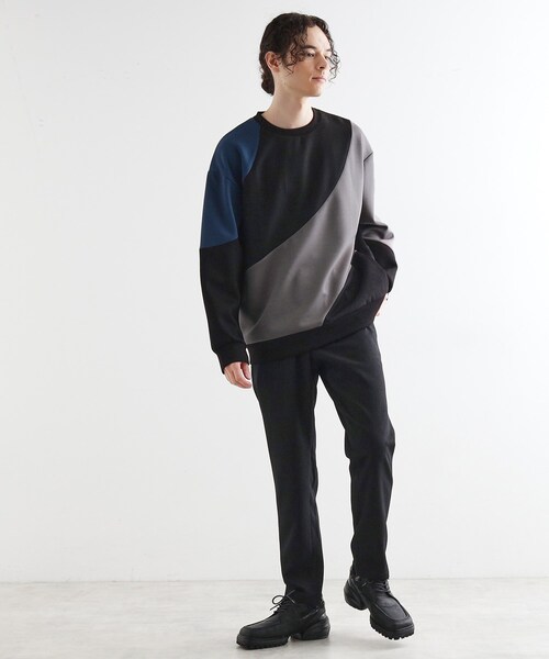 tk.TAKEO KIKUCHI（ティーケータケオキクチ）の「ヘリンボーンカーブスイッチカットソー（スウェット・メンズ・ホワイト/ブラック/ブラウン系その他・02/03）」の11枚目の写真