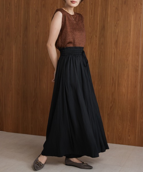 Bou Jeloud(ブージュルード)の「ギャザーウエストワイドパンツ(その他パンツ・レディース・ベージュ/インディゴブルー/ブラック・FREE)」の10枚目の写真