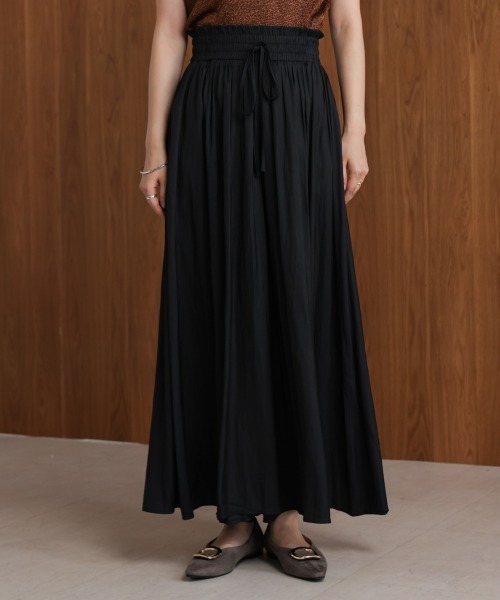 Bou Jeloud(ブージュルード)の「ギャザーウエストワイドパンツ(その他パンツ・レディース・ベージュ/インディゴブルー/ブラック・FREE)」の12枚目の写真