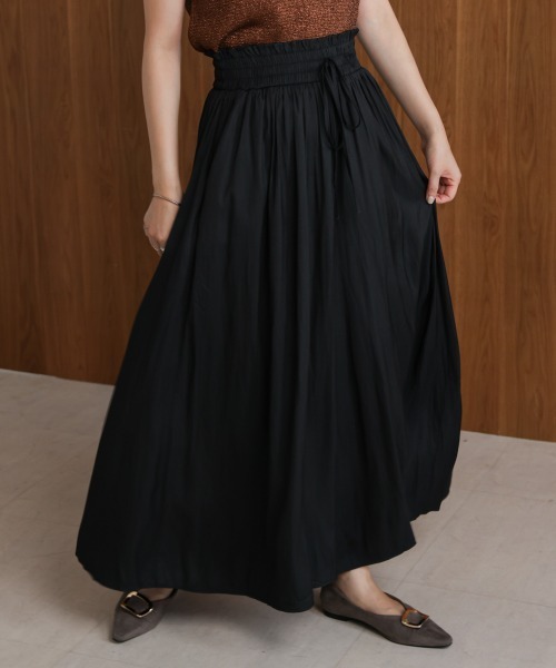 Bou Jeloud(ブージュルード)の「ギャザーウエストワイドパンツ(その他パンツ・レディース・ベージュ/インディゴブルー/ブラック・FREE)」の5枚目の写真