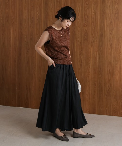 Bou Jeloud(ブージュルード)の「ギャザーウエストワイドパンツ(その他パンツ・レディース・ベージュ/インディゴブルー/ブラック・FREE)」の8枚目の写真