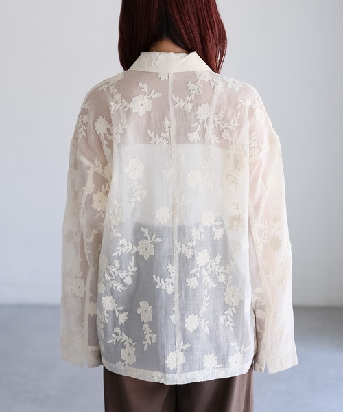 セール】花柄刺繍シアーテーラードジャケット（テーラードジャケット