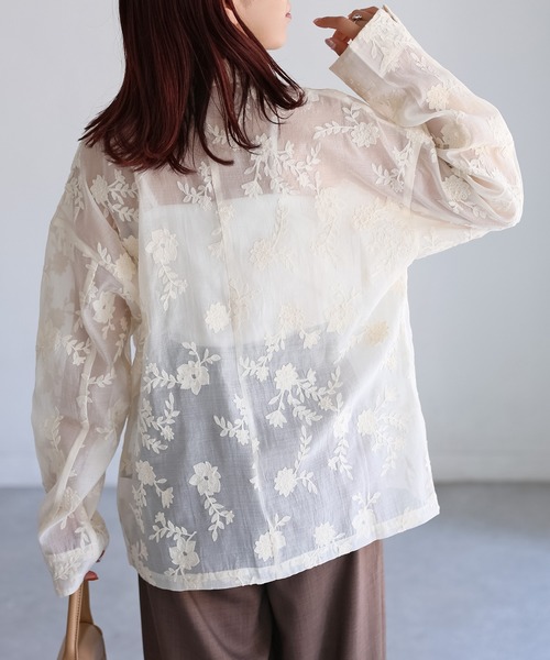 セール】花柄刺繍シアーテーラードジャケット（テーラードジャケット
