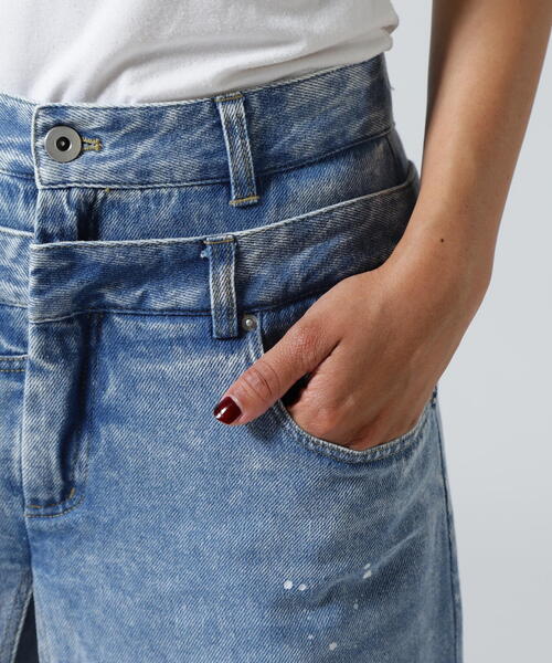 AULA AILA(アウラアイラ)の「AULA AILA/アウラアイラ/LAYERED DENIM PANTS/レイヤードデニムパンツ(デニムパンツ・レディース・ブルー・1/0)」の8枚目の写真