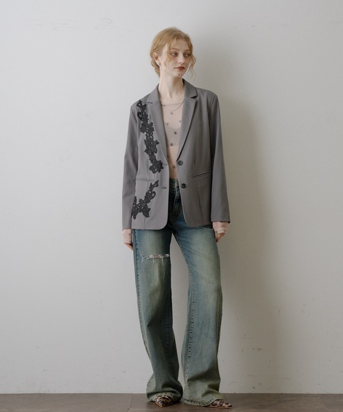 オリジナルレースアシンメトリージャケット（テーラードジャケット