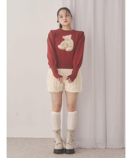 merry jenny（メリージェニー）の「bear shaggy knit tops（ニット/セーター・レディース・アイボリー/ブラック/レッド・FREE）」の11枚目の写真